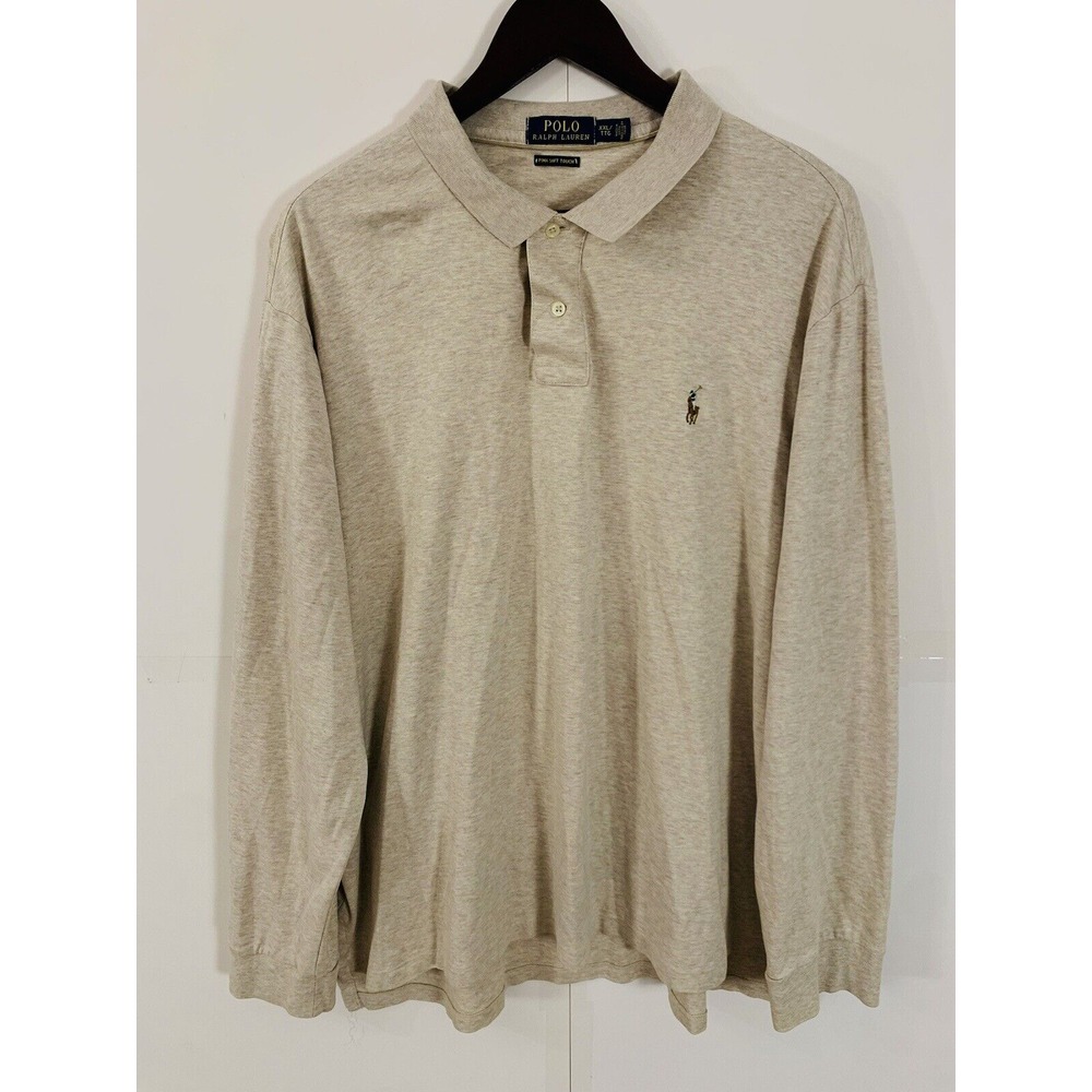 Polo Ralph Lauren Polo Shirt Pima Soft Touch Mens XXL Beige L/S Flesh Pony READ